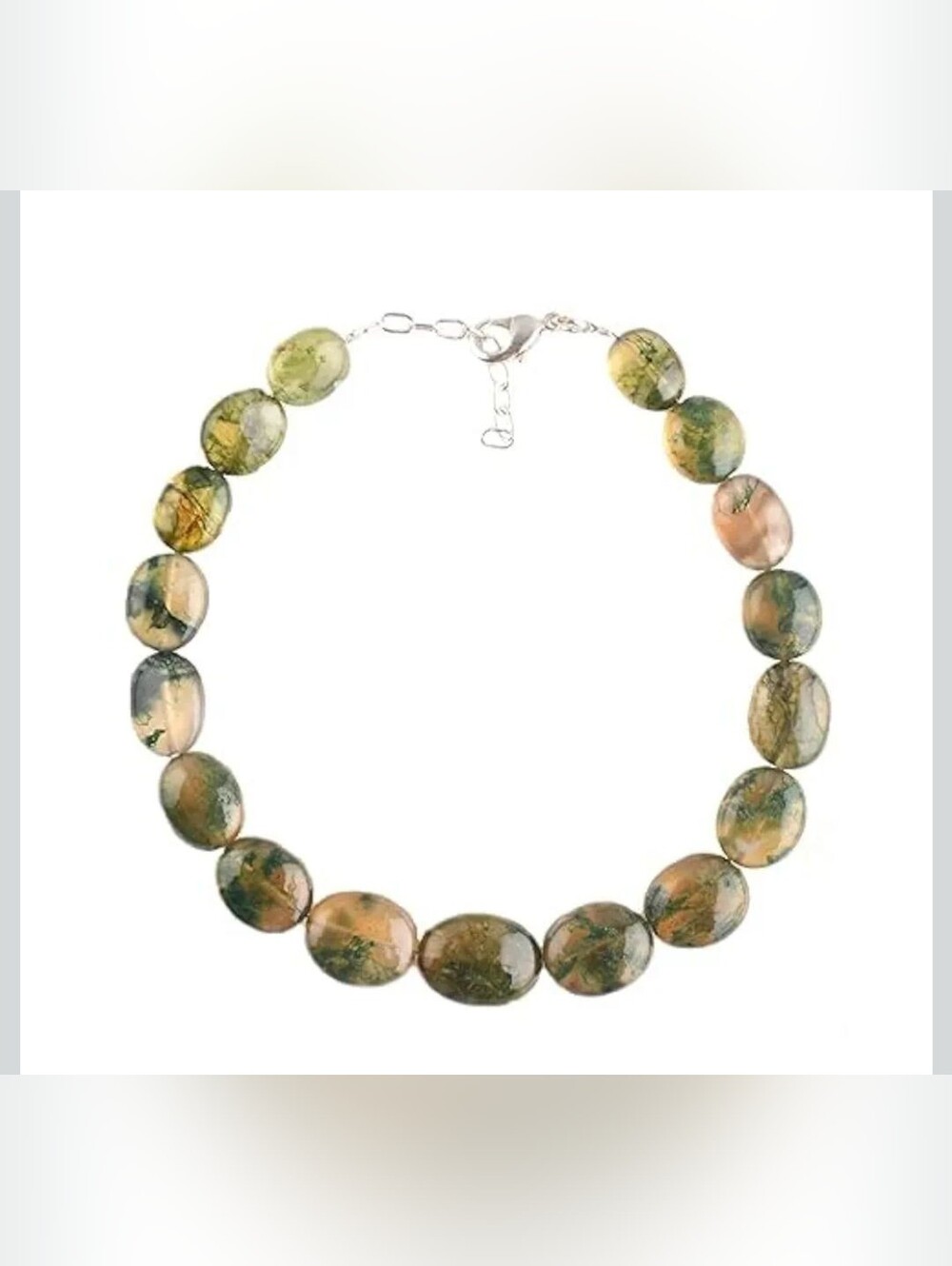 Natural Moss Agate Crystals Bracelet | Plain Nuggets Beads | 8 inch AAA+ Quality